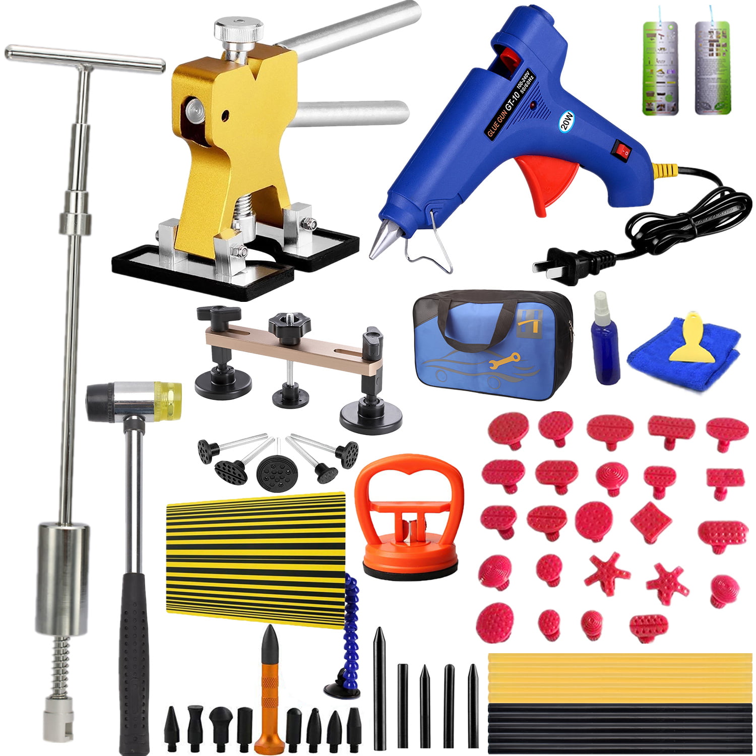 PDR Tools Push Rods DIY Paintless Dent Repair T Bar Hammer Puller Lifter Kits 