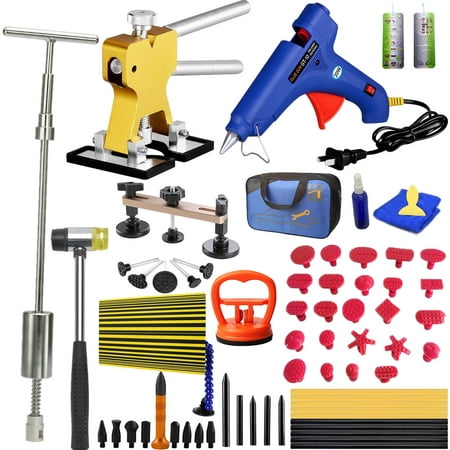 Paintless Dent Repair Tools – Pops a Dent Puller Kit with Slide Hammer Hot Melt Glue Gun Glue Sticks for Car Body Dent