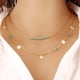 thumbnail image 2 of Collar boho con cuentas plateadas hecho a mano, colgante en capas, lentejuelas y turquesa. Collares para mujer y niñas. Collar doble turquesa con lentejuelas., 2 of 5