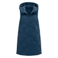 thumbnail image 6 of qelini Long Vest Coat for Women Plus Size Padded Sleeveless Hooded Tee Solid Color Stand Collar Puffer Jacket with Pockets, 6 of 9