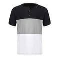 thumbnail image 4 of ZCFZJW Mens Polo Shirts Casual Summer Short Sleeve Striped Color Block Print Button Henley Tops Loose Lightweight Regular Fit Comfy Basic Tees Shirt Black S, 4 of 6