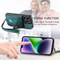 thumbnail image 4 of SaniMore Case for iPhone 15 6.1" 2023, [Flip Card Slot Design Kickstand] Removeable Wrist Strap Magnetic Car Mount Wear-resistant PU Leather Skin Shockproof Anti-drop Shell, Green, 4 of 10