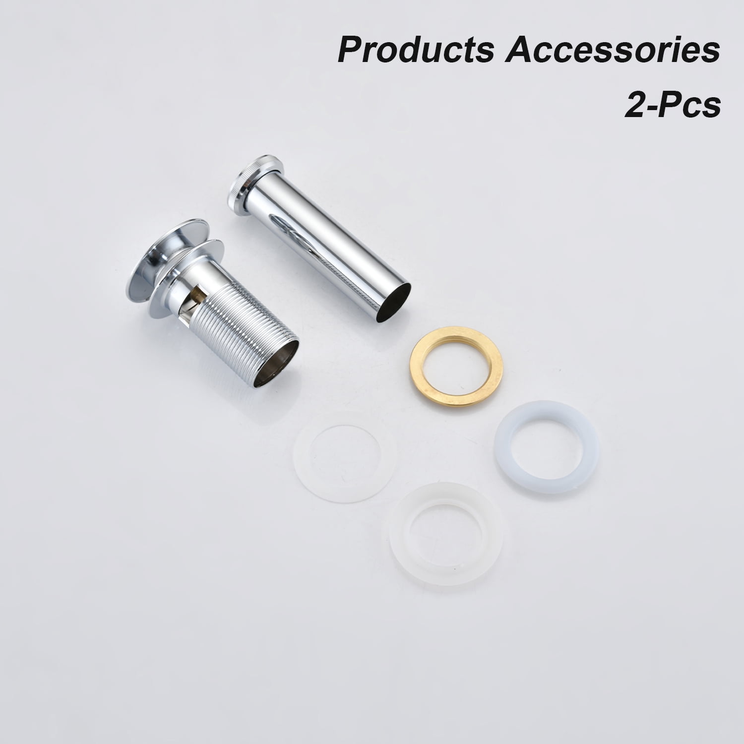 2 Pcs Bathroom Sink Drain with Overflow, Vessel Sink Lavatory Vanity Pop Up Drain Stopper, 304 Stainless Steel