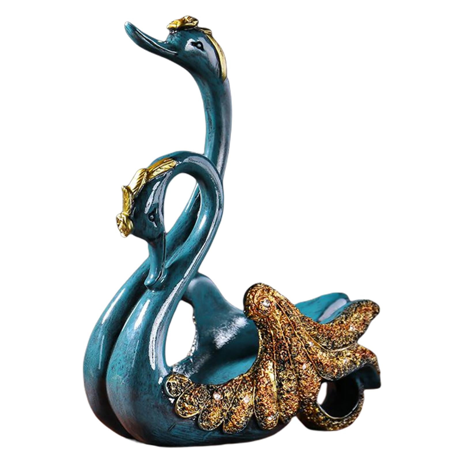 Plastic Swan Statue Artificial Animal Figurine Ornament for Wine Cabinet 