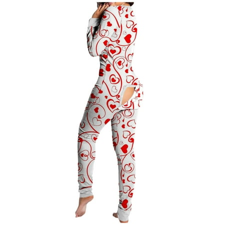 

HSMQHJWE Cotton Pajama Set For Women Women S Pajamas Bodysuit Print Jumpsuit Sleeve Women Playsuit Button Long Nightwear Romper Flap Women S Jumpsuit Tie Pant