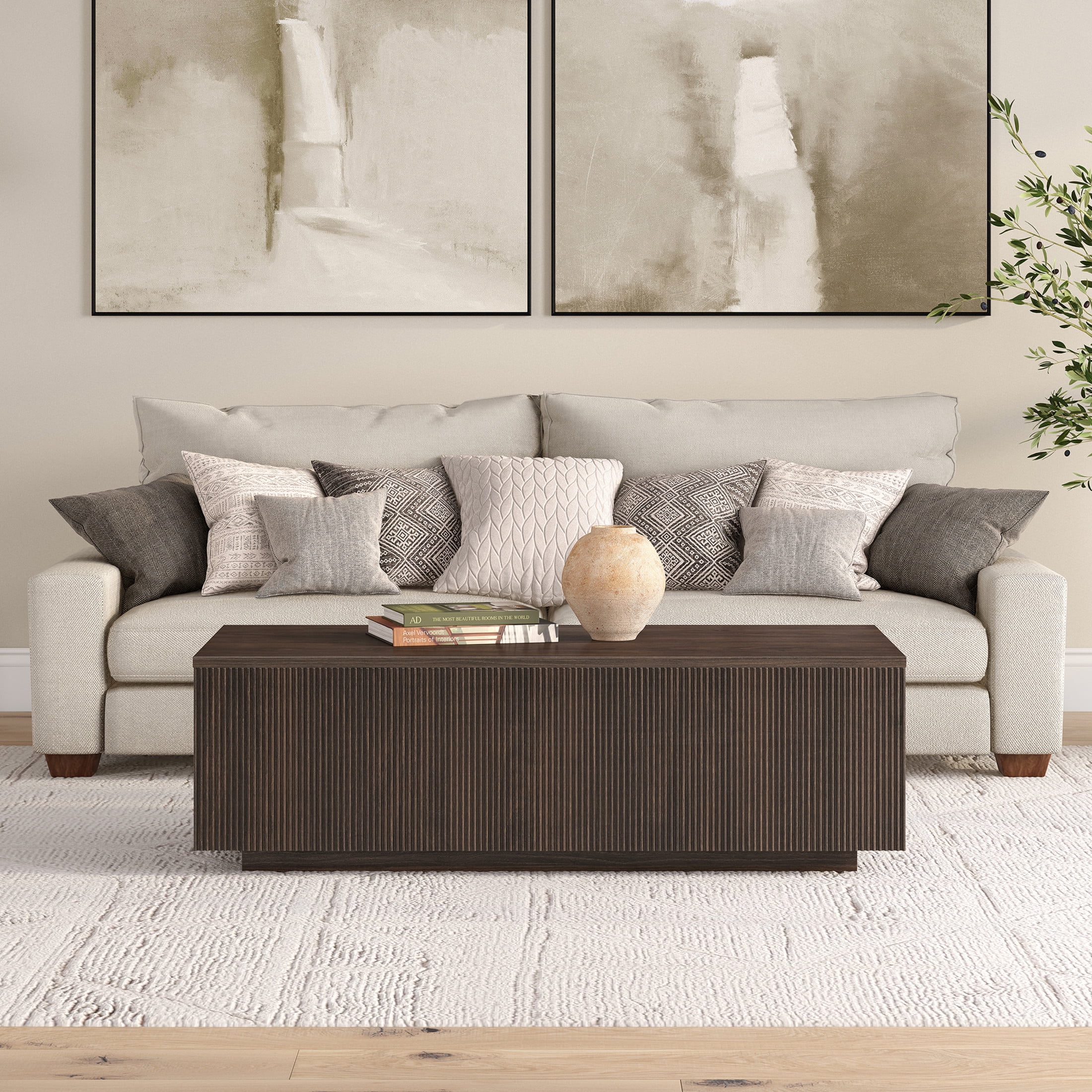 Evelyn&Zoe Modern/Contemporary 48" Wide Alder Brown Coffee Table