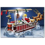 Construction Christmas Greeting Cards – 50-Pack Bulk Corporate Holiday Cards for Builders, Contractors & Maintenance Specialists, Construction Sleigh Design