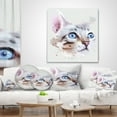thumbnail image 4 of Designart Cat with Blue Eyes Watercolor - Animal Throw Pillow - 18x18, 4 of 5