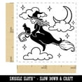 thumbnail image 2 of Witch on Broom with Black Cat Halloween Self-Inking Rubber Stamp Ink Stamper - Black Ink - Small 1 Inch, 2 of 7