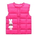 thumbnail image 3 of Esaierr Baby Kids Ruffles down Cotton Vest for Girls 2-10 Years Crewneck Cartoon White Rabbit Waistcoat Versatile Warm Sleeveless Jacket Winter down Tops, 3 of 6