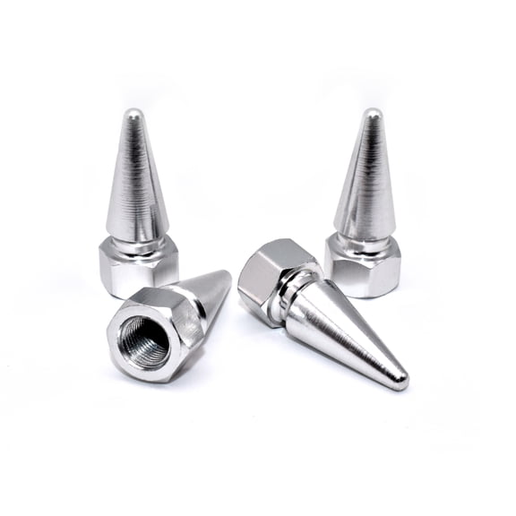 Elektroplate Spike Chrome Aluminum Universal Fit Tire Valve Stem Caps 4 Pack 0.5" x 0.5"