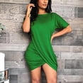 thumbnail image 2 of Rvasteizo Casual Dresses for Women Solid Round Neck Short Sleeve Waist Cinched Thin Summer Outfit, 2 of 5