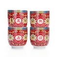 thumbnail image 5 of Set Of 6 Eastern Asian Design Ceramic Tea Cups In Red Longevity Symbol - 8 OZ Capacity Each, 5 of 6