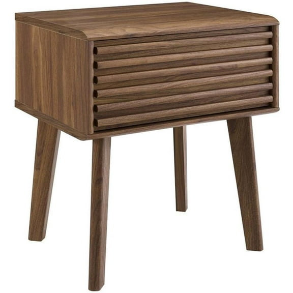 Allora Mid-Century 1 Drawer Nightstand in Walnut