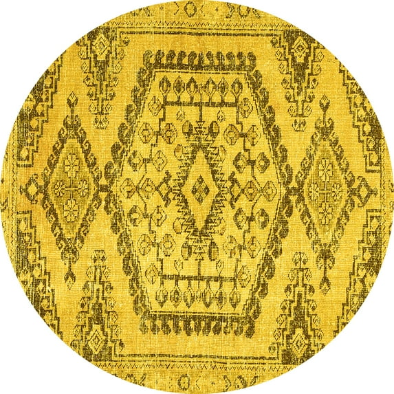 Ahgly Company Indoor Round Persian Yellow Traditional Area Rugs, 8' Round