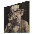 thumbnail image 2 of Designart "Thirsty Pig I" Animals Print on Natural Pine Wood, 2 of 5