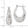 thumbnail image 5 of 925 Sterling Silver Oval Filigree Hoop Earrings, 5 of 5