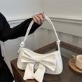 thumbnail image 3 of Lindo bolso de hombro con decoración de lazo, bolso de cuero de PU para las axilas, bolso dulce para mujer, 3 of 8