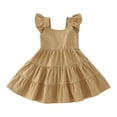 thumbnail image 1 of Felwors Robe Princesse Unie à Manches Volantées pour Tout-Petites Filles, Robe de Danse, Robes de Fête, Vêtements, 1 of 7