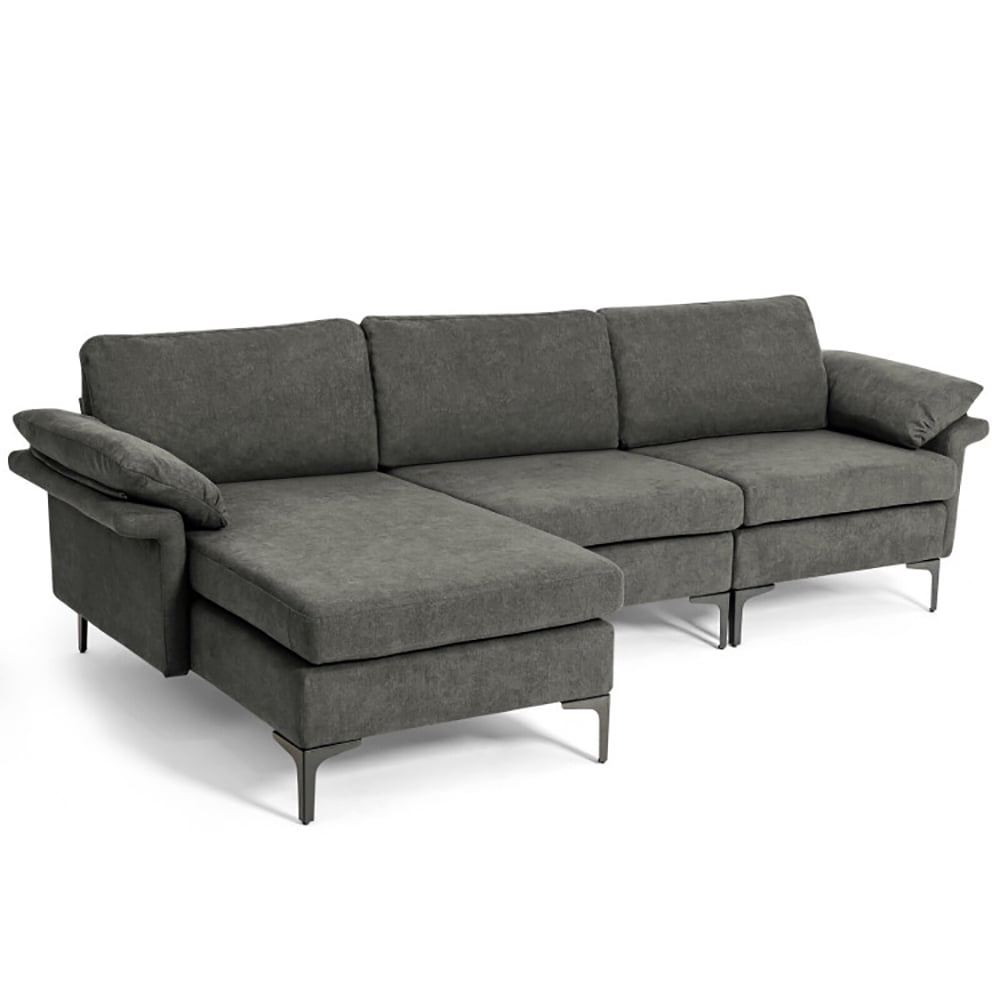 Finihen L-shaped Sectional Sofa Couch, Convertible Sectional Sofa, Extra Large Modular L-shaped Sectional Sofa with Reversible Chaise for 4-5 People, for Living Room, Gray Finihen L-shaped Sectional Sofa Couch, Convertible Sectional Sofa, Extra Large Modular L-shaped Sectional Sofa with Reversible Chaise for 4-5 People, for Living Room, Gray