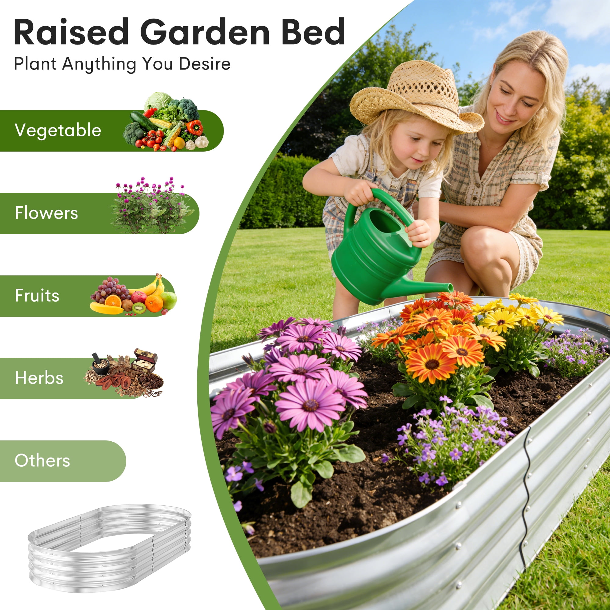 CityOut Raised Garden Bed Kit,4 Pack 4×2×1ft Raised Garden Boxes Outdoor for Vegetables and Flowers,Silver