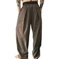 thumbnail image 4 of cfhntfmh Men's Baggy Wide Leg Pants Solid Color Pleated Work Casual Long Trousers with Pocket Business Lounge Trouser（Coffee,X-Large), 4 of 4