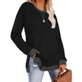 thumbnail image 3 of Blusa de manga larga con cuello redondo, blusa de manga larga para mujer, blusas de color lindo con manga larga y abertura lateral, blusas de manga larga que mejoran tu experiencia, 3 of 6