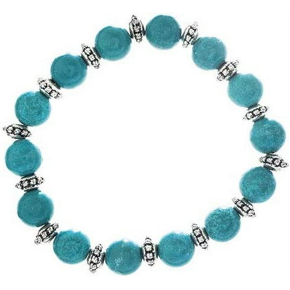 Semi-Precious Dyed Turquoise Natural Gemstone Bracelet with Flower Spacer Beads