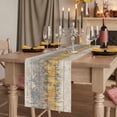 thumbnail image 2 of Table Runners 36 Inches Long Dress Scarves, Yellow Grey Abstract Farmhouse Kitchen/Dining Table Runner, Short Coffee Tablerunners, Gradient Geometric Graffiti Retro Wooden 13x36 Inch, 2 of 9
