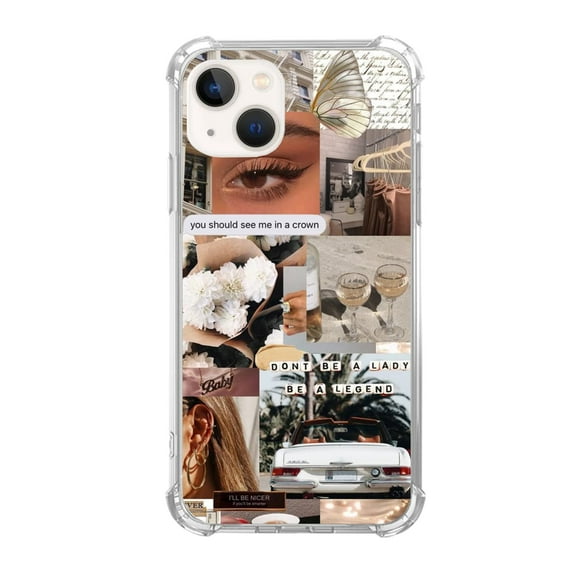 Aesthetic Collage Case Compatible with iPhone 14,Unique Art Design TPU Bumper Cover Case