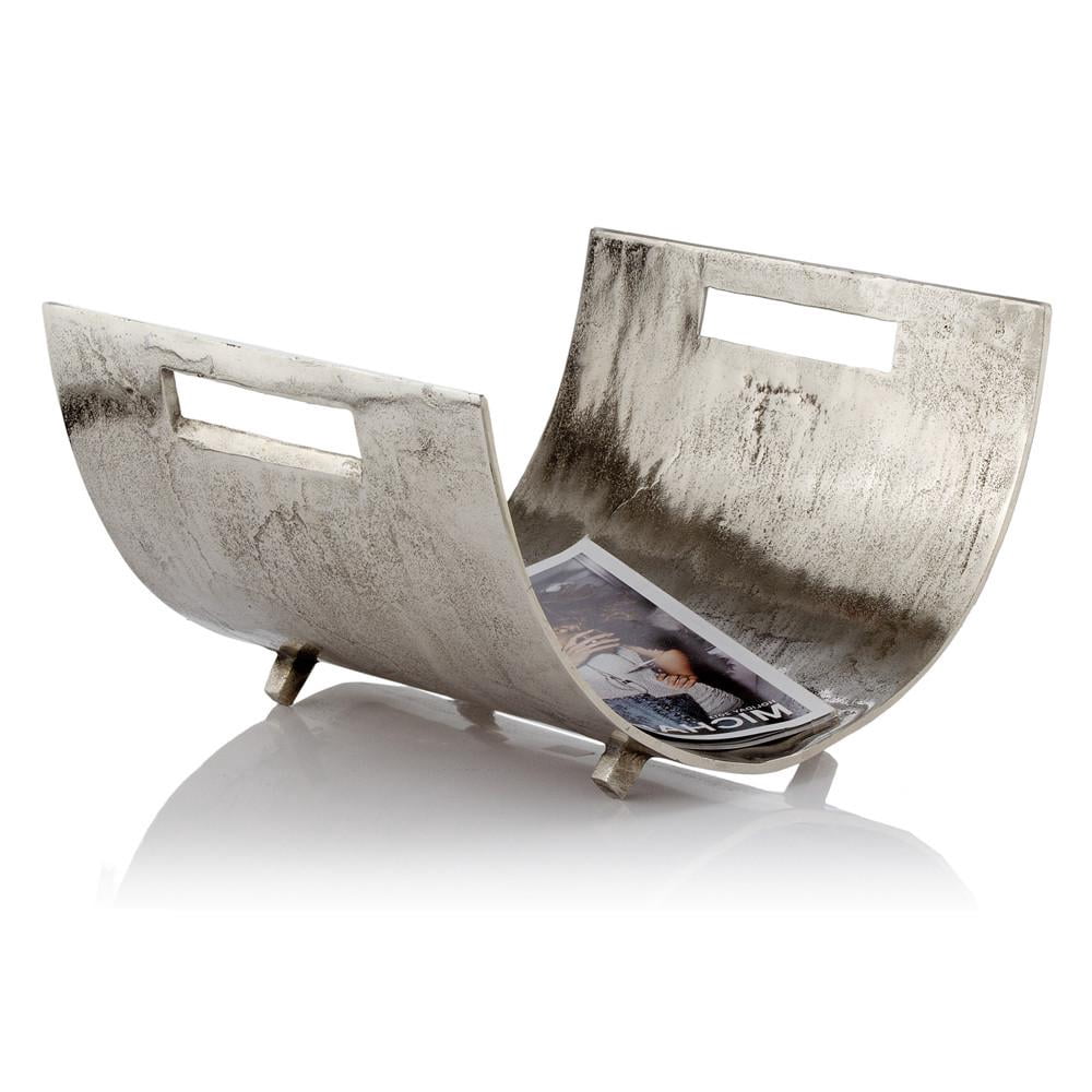 16.5" x 17" x 10" Raw Silver Magazine Basket