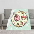 thumbnail image 2 of Cute Pink Cat Flannel Blanket - Soft Warm Cozy Design with Picnic Pattern Perfect for Sofa Travel Bed and Chair, 2 of 7