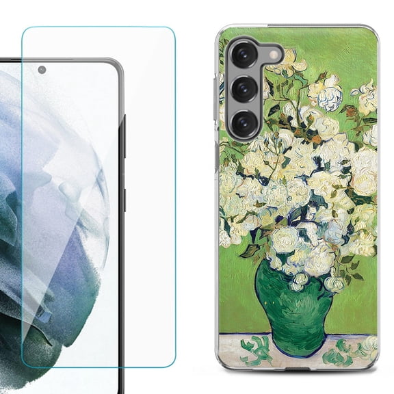 Shockproof Fashion Phone Case for Samsung Galaxy S23 5G, by OneToughShield ® - White Roses