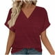 thumbnail image 3 of Camisas para adolescentes,Blusa informal con cuello en V para mujer, manga corta estampada, tejido suave de imitación de tela, cómoda para uso diario en casa, sopatenor, 3 of 9