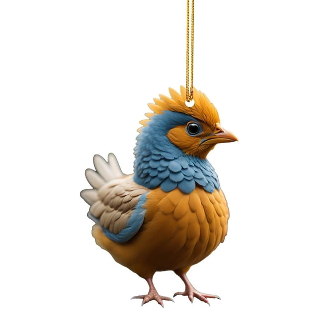 Árbol de Navidad Adorno de Pollo Lindo Coche Colgante Acrílico Creativo (D)