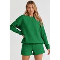 thumbnail image 6 of Women's Green Textured Long Sleeve Top and Drawstring Shorts Set - [ZhiHiMeRi] | (US 16-18)XL,Green, 6 of 11