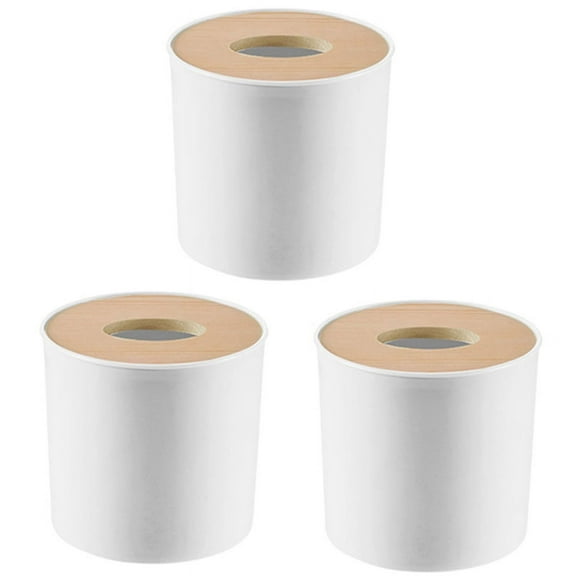 3X Wooden Cover Round Roll Paper Tissue Tube Household Removable Mini Wooden Tissue Box