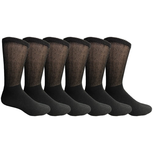 6 Pair Of excell Mens Black Diabetic Neuropathy Socks, Sock Size 1013
