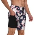 thumbnail image 2 of Yiaed Leaves Flower Print Mens Swim Trunks Bathing Suit Compression Liner Beach Swim Shorts Swimwear Quick Dry Zipper Pocket No-Chafing Board Short-, 2 of 6