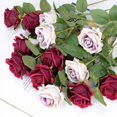 thumbnail image 5 of Ramo de flores artificiales, rosas blancas y rojas, hojas de eucalipto, decoración de boda, peonía, flor falsa para fiesta, decoración del hogar, regalo, 5 of 5
