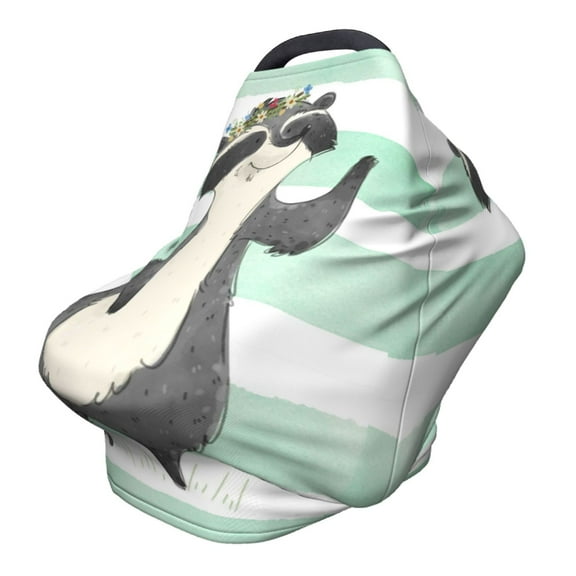 Fotbe Cute Raccoon Pattern Car Seat Covers for Babies, Nursing Breastfeeding Cover Infant Carseat Canopy, Soft Stretchy Carrier Cover