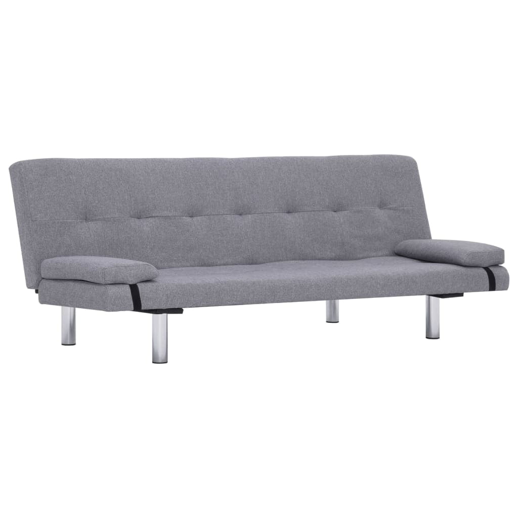 Kepooman Modern Faux Leather Convertible Sofa with 2 Pillows for Living Room Office, Light Gray Kepooman Modern Faux Leather Convertible Sofa with 2 Pillows for Living Room Office, Light Gray