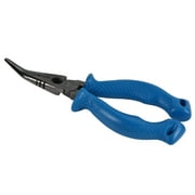 Cuda Bent Nose Fishing Plier Tool with Ring Splitter and Crimper, 7, Carbon Steel, Blue