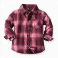 thumbnail image 2 of CAUYDY Kids Toddler Flannel Shirt Jacket Plaid Long Sleeve Lapel Button Down Shacket Baby Boy First Birthday Shirt Long Sleeve(L101-Pink,6-7 Y), 2 of 7
