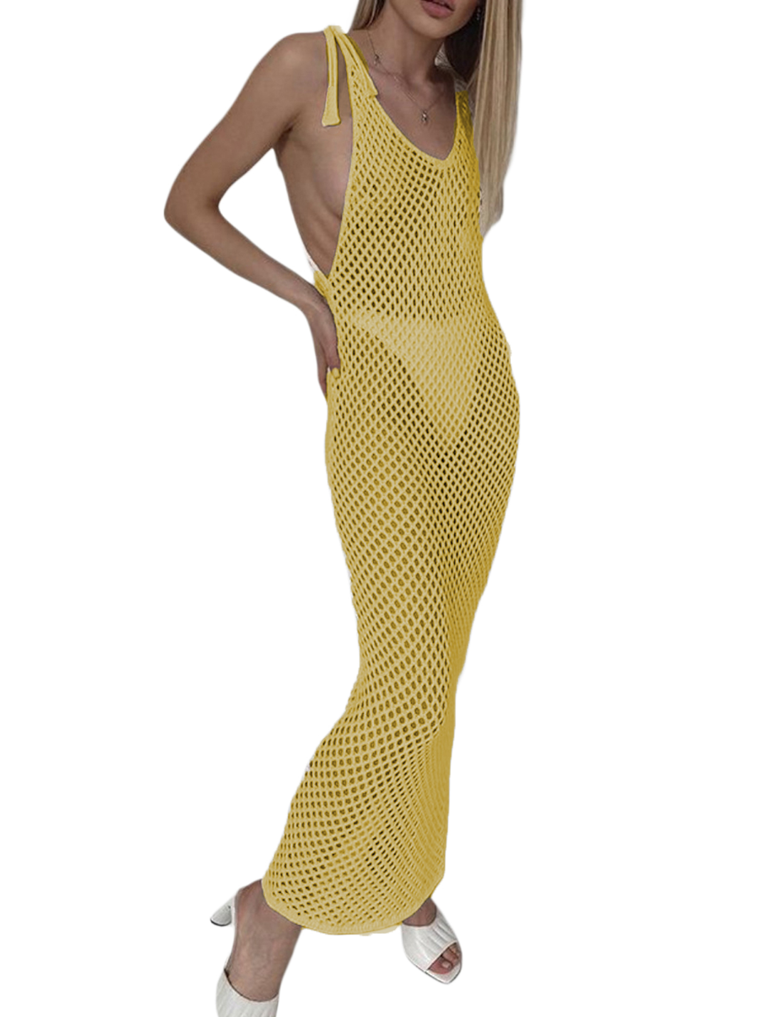 Women's Long Swimsuit Cover Up Crochet Beach Swimwear Cover Ups