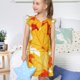 thumbnail image 4 of Balery Autumn Maple Leaves Camisón de princesa para niñas, pijama de algodón con mangas abullonadas, suave y bonito.-Medium, 4 of 6
