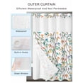 thumbnail image 4 of No Hook Shower Curtain with Snap-in Liner, Teal Orange Eucalyptus Waterproof Fabric Bathroom Curtains, Weeping Botanical Leaves Bath Curtains & Mesh Top Window 72"x84" Long, 4 of 9