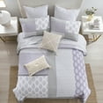 thumbnail image 4 of PANGUSHAN 100% Cotton Quilt Set King Size, 3pcs Patchwork Floral Bedspread Quilt Bedding Set for King Bed, Reversible Lightweight Comforter Bed Spread, Purple/Gray, 4 of 11