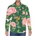 thumbnail image 2 of LEBONYARD Mens Sweatshirts Clearance under $5.00,Men's Printed Long Sleeved Button Up Lapel Top Green M, 2 of 5