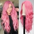 thumbnail image 4 of Stylish 26-Inch Black Wig - Middle Part Curly Wavy Wig, Heat-Resistant Synthetic, Lightweight, Natural Looking, Cosplay, Daily Use, Women's Fashion, Holiday, Christmas, Thanksgiving, Adjustable Fit, 4 of 9
